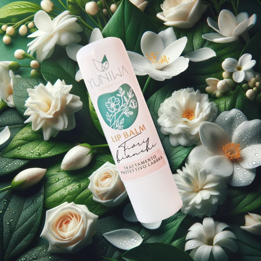 Balsamo labbra protettivo - Fiori Bianchi - Yuniwa Cosmetics