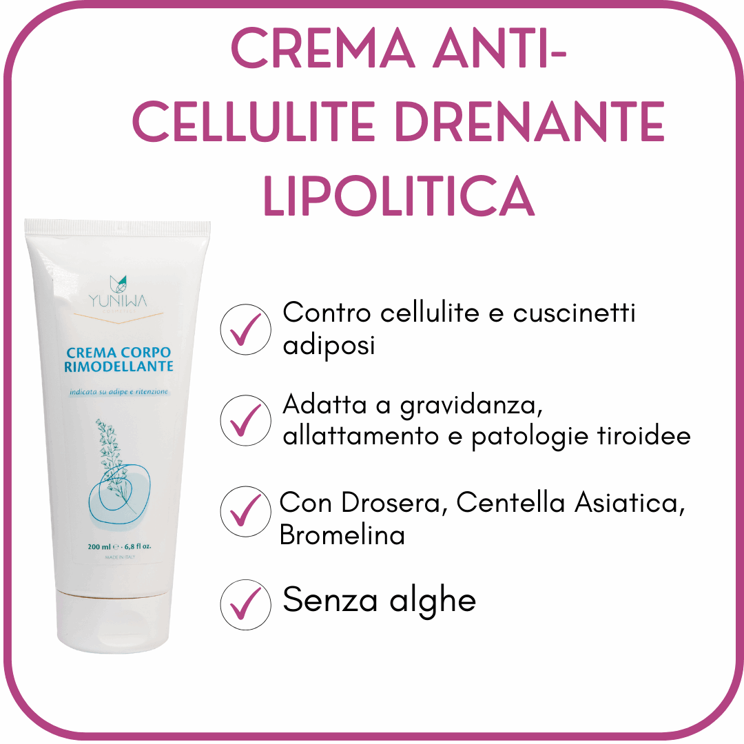 Crema anti - cellulite drenante lipolitica - Yuniwa Cosmetics