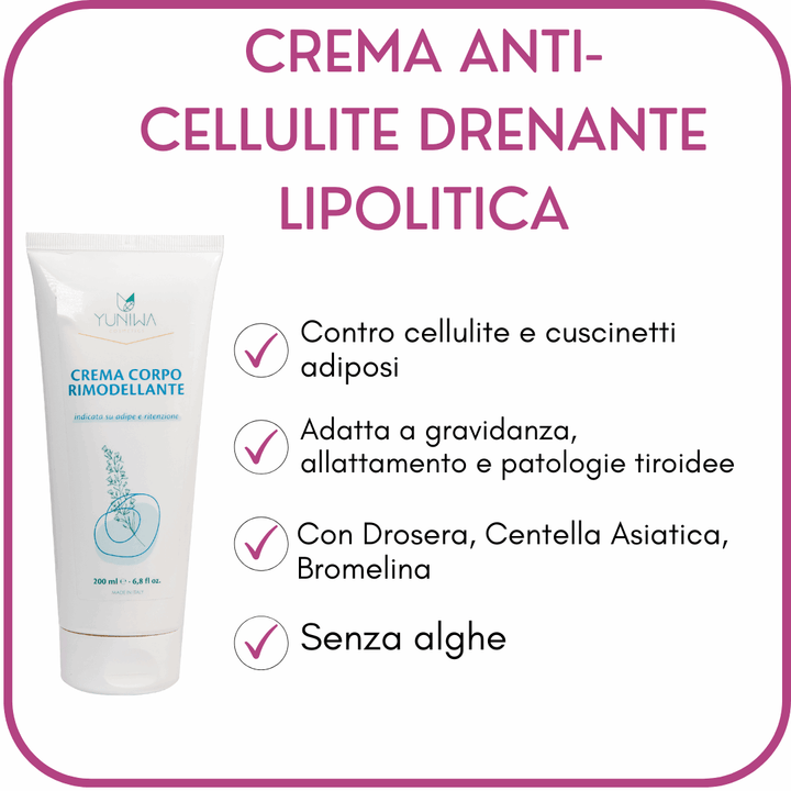 Crema anti - cellulite drenante lipolitica - Yuniwa Cosmetics
