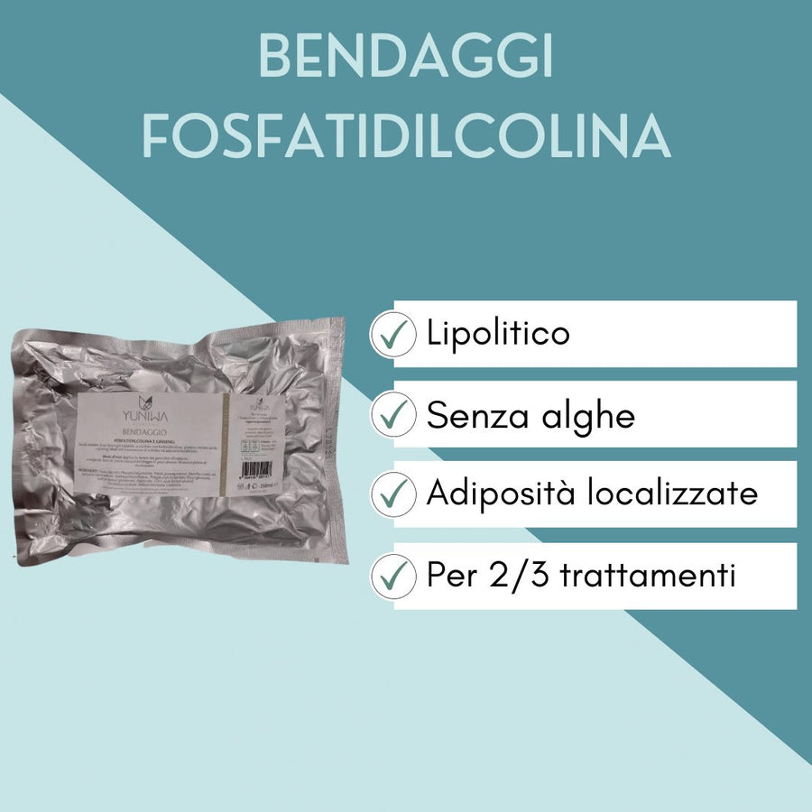 Bendaggi riducenti e lipolitici alla fosfatidilcolina - Yuniwa Cosmetics