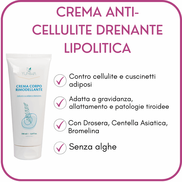 Crema anti-cellulite drenante lipolitica - Yuniwa Cosmetics