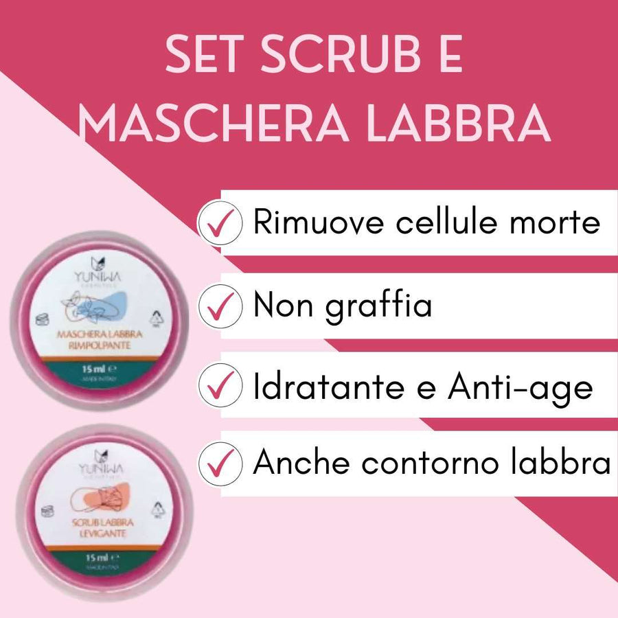 Set Labbra Scrub Levigante + Maschera Rimpolpante - Yuniwa Cosmetics